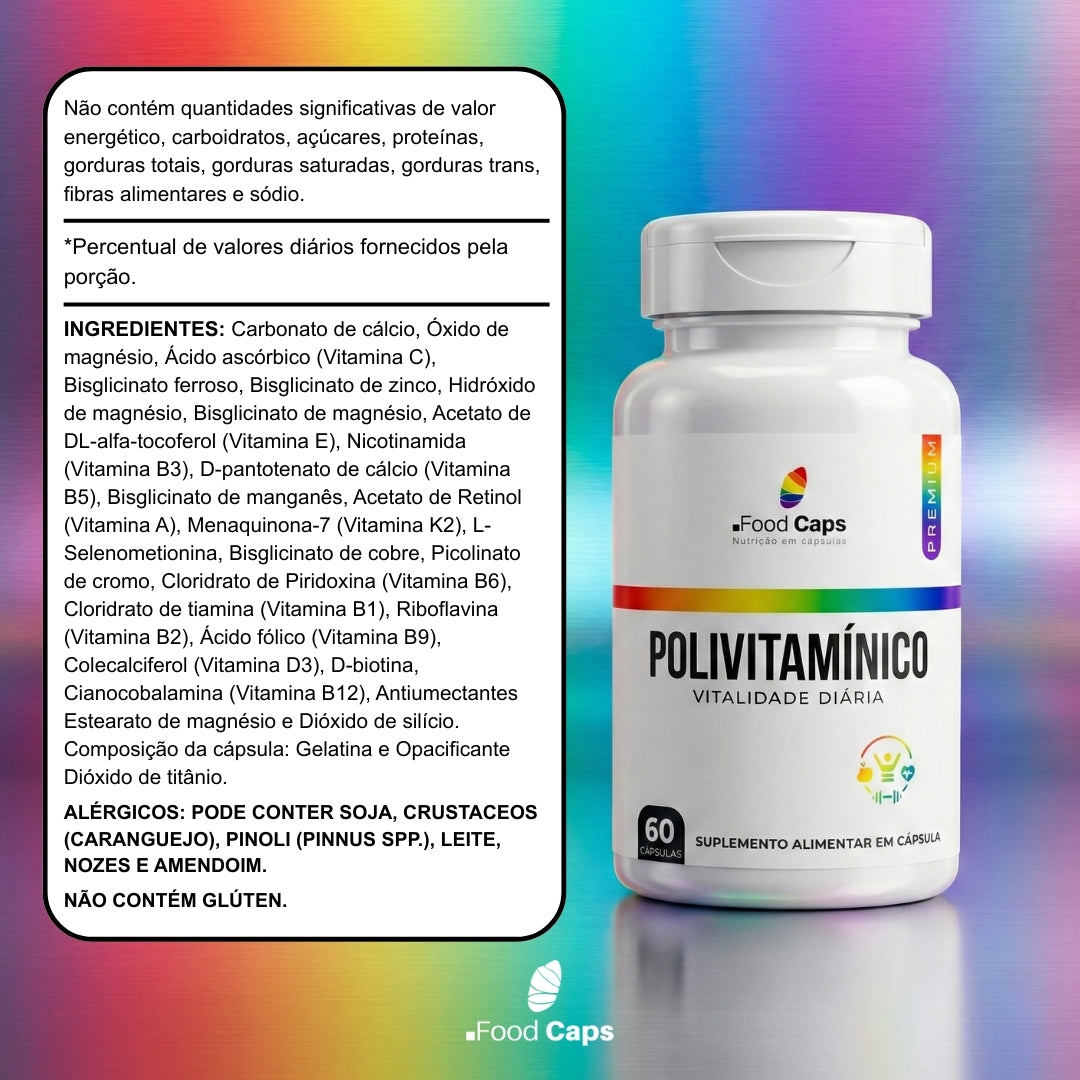 Suplemento polivitamínico premium em cápsulas - Foodcaps premium
